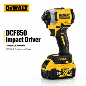 DEWALT DCF850 20V MAX XR Brushless Cordless Impact Driver Power Tool 140N.m Max Torque 0-3000RPM 0-2600IPM 1/4" Hex Drive For Furniture Assembly Woodworking Electrical Installation And Home Diy Fastening Work With 6.0Ah Battery Kit