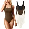 OQQ Women's 3 Piece Bodysuits Sexy Ribbed Sleeveless Square Neck Tank Tops Seamless Trendy