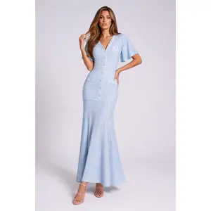 Jessica Bara Meroca Knit Flare Maxi Dress