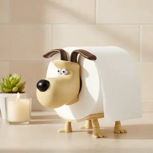Puppy Toilet Roll Holder - 3D Printed Dog Design - Funny Room Decor - Free Standing Bathroom Set - Ultra Gift - Desk & Tissue Storage Rack - Cute home