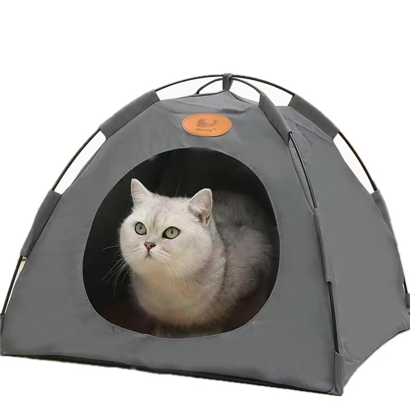 Boho Pet Tent for Cats — Cotton Canvas Cat Teepee, Decorative Pet Bed for Home