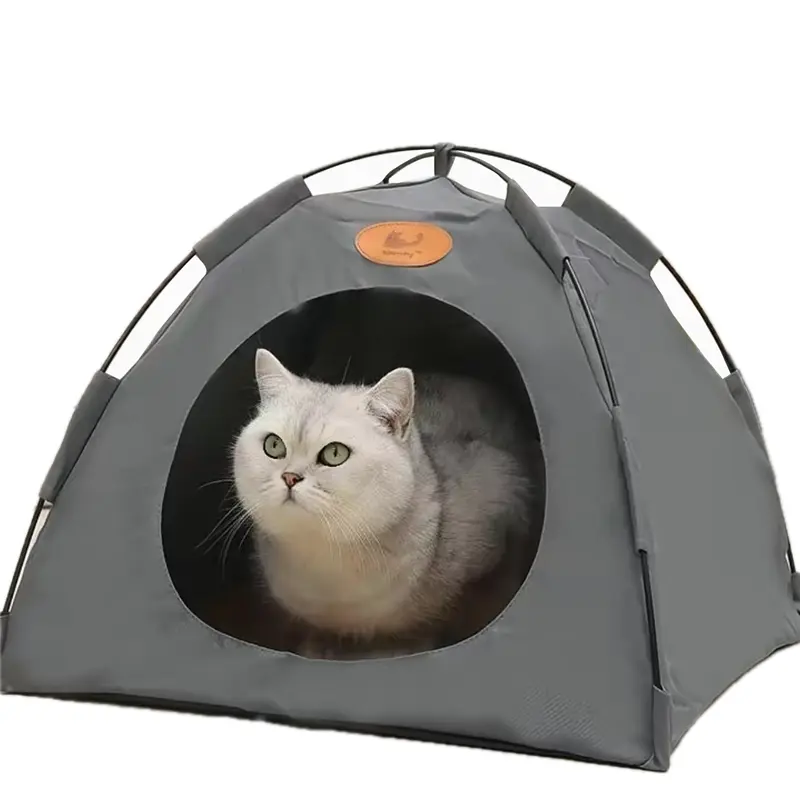 Boho Pet Tent for Cats — Cotton Canvas Cat Teepee, Decorative Pet Bed for Home