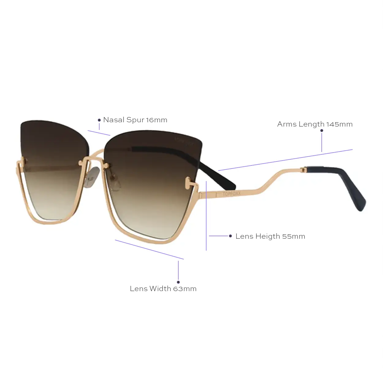 Raya x TopFoxx Vixen Brown Lens Gold Frame Metal Cateye  display picture 2