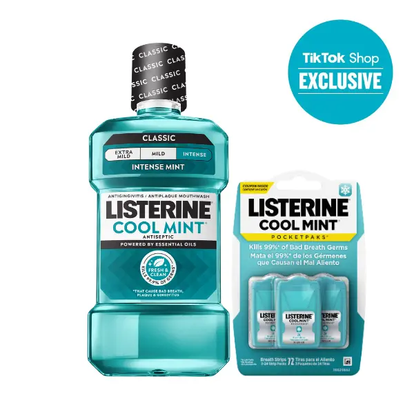 Listerine TikTok Shop Duo Pack, Cool Mint Mouthwash 1L & PocketPaks Fresh Breath Strips (Available in Freshburst and Cool Mint Flavors) Listerine TikTok Shop Duo Pack, Cool Mint Mouthwash 1L & PocketPaks Fresh Breath Strips (Available in Freshburst and Cool Mint Flavors)