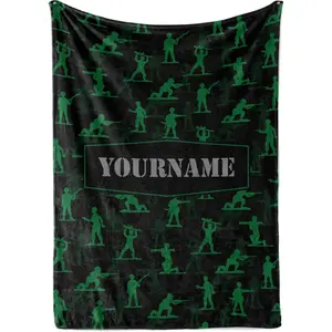Custom Army Men Blanket - Made In USA And Shipped Next Day - Soft Fleece Toy Soldier Design For Kids & Adults, Bed & Sofa Throw (Fleece 50X60)