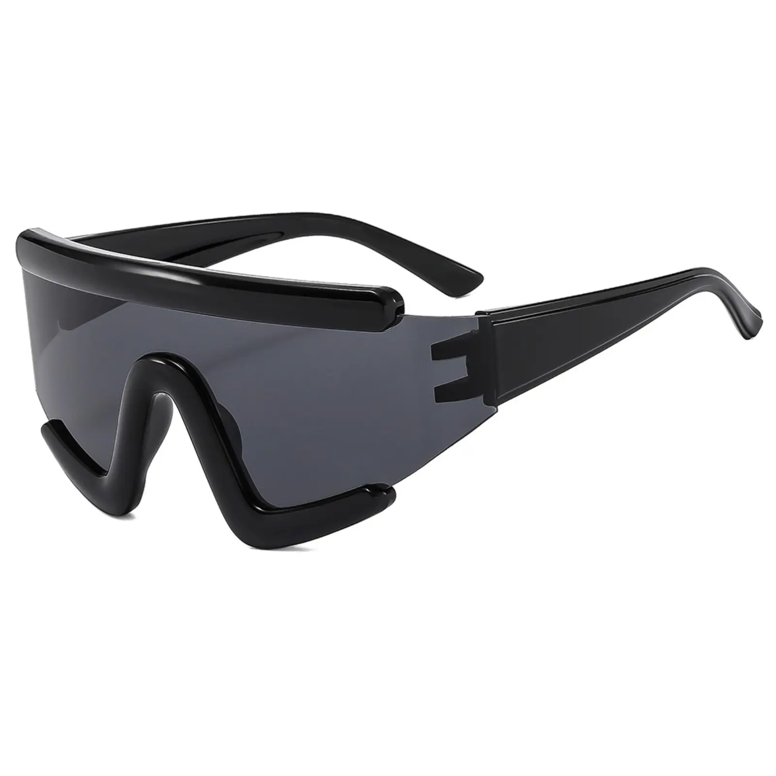Futuristic Wrap-Around Shield Sunglasses, UV400 Protection, Oversized One-Piece Lens for Streetwear & Outdoor