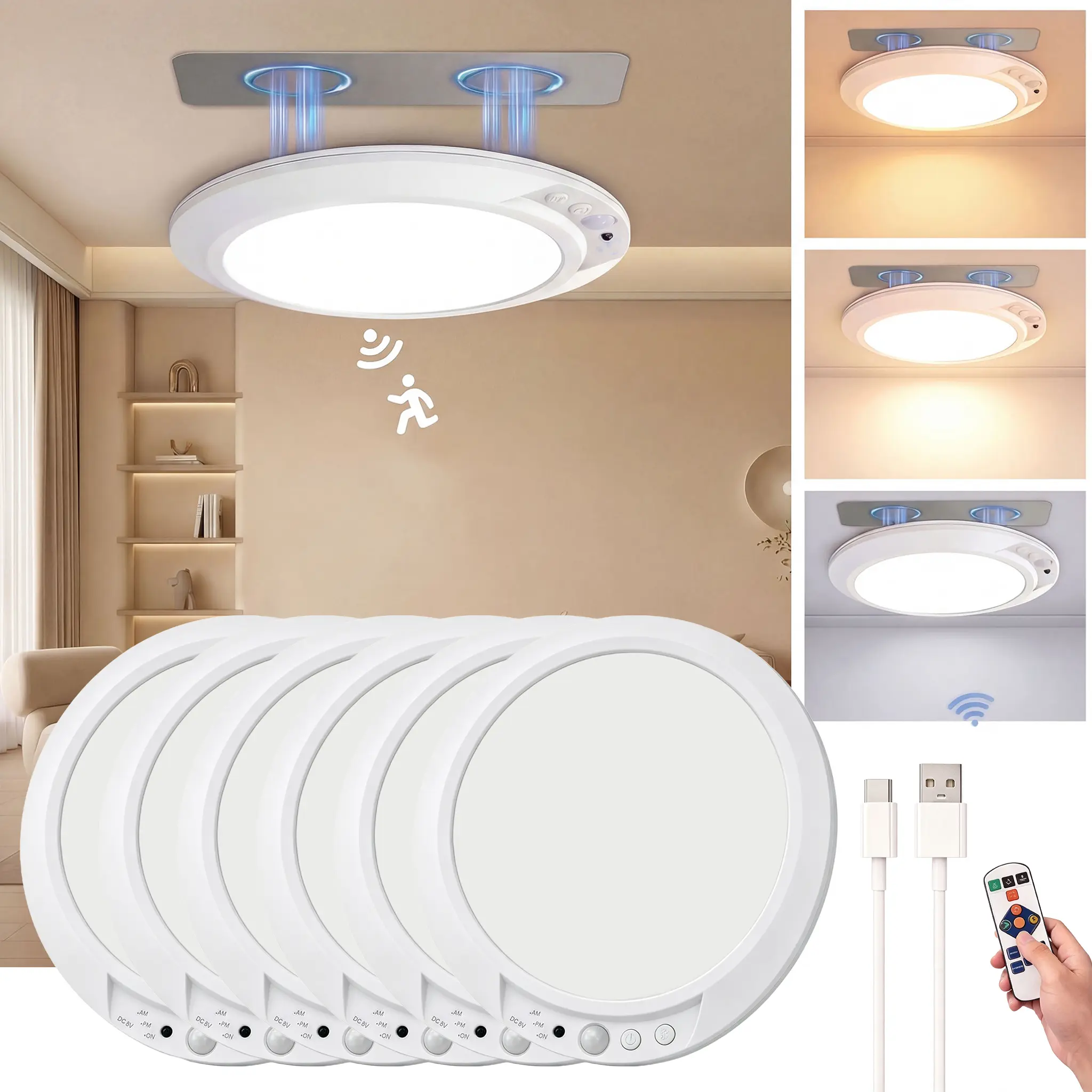 Senlukit Official Ultra-Slim Intelligent Motion Sensor LED Light - Upgraded LEDs, Batteries-Powered, USB-Enabled, No-Wiring, Dimmable Timing, Auto Shut-Off, Long-Lasting Durability, Indoor Use for Sheds & Cells