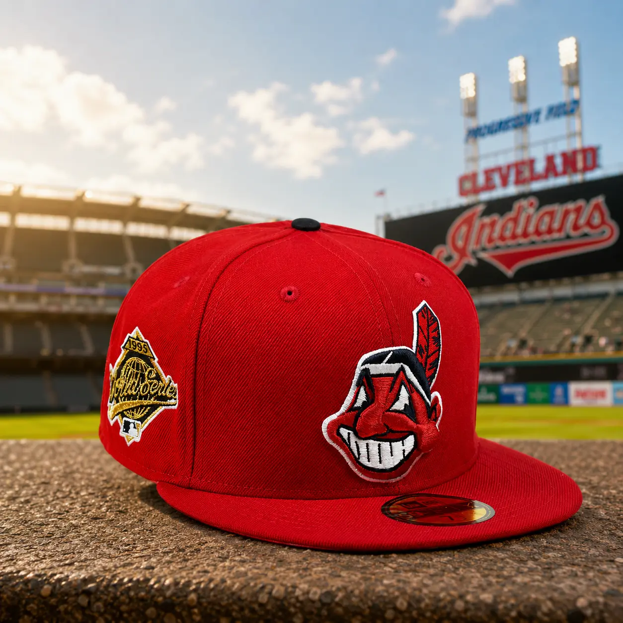 New Era Cleveland Indians Red 59FIFTY Fitted Hat – Premium Flat Bill Baseball Cap with Embroidered Logo