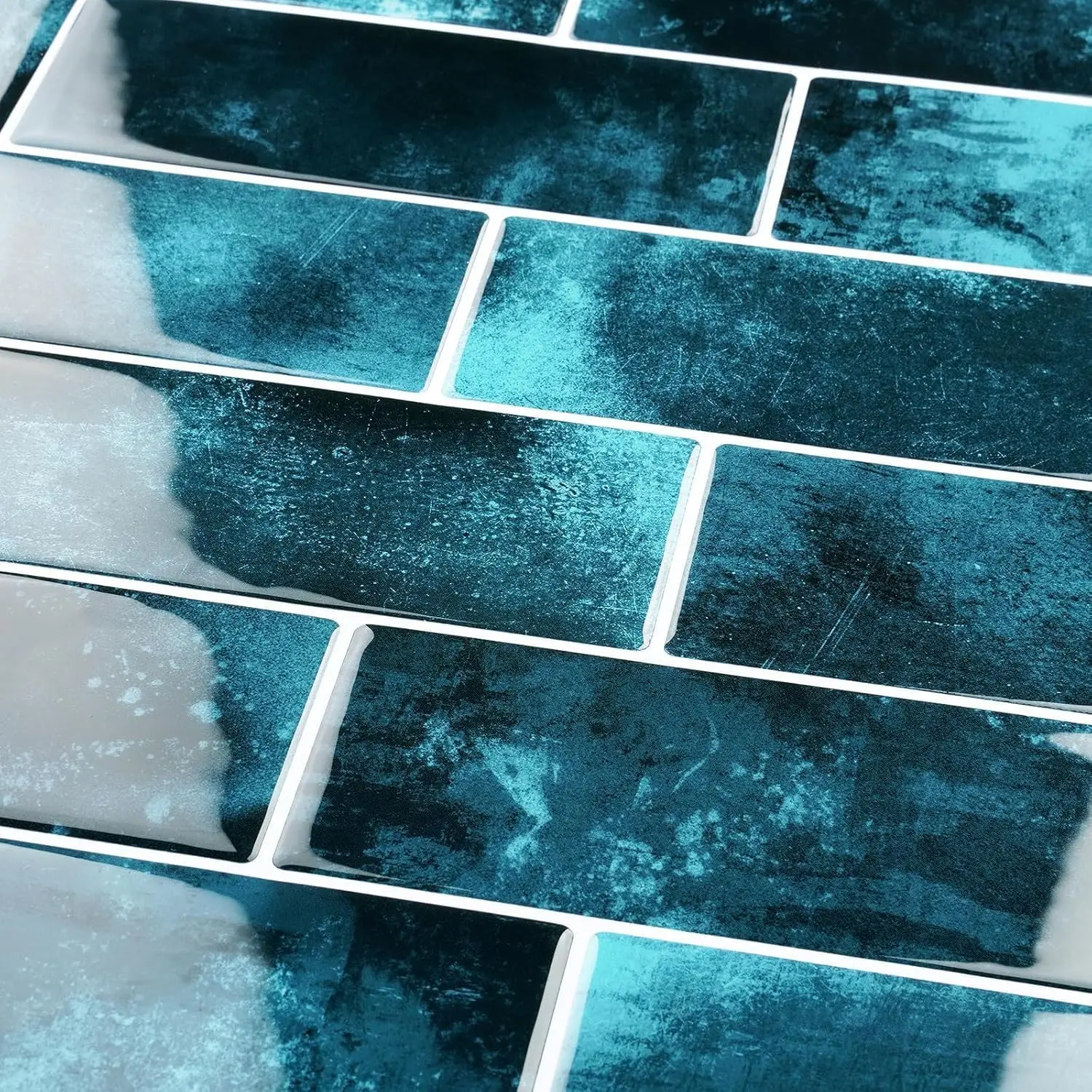 Dark Blue Subway Tile Peel and Stick Backsplash for Kitchen 12"x12" Peel and Stick Tile  Splash Stick on Tiles for Bathroom Self Adhesive Wall Tile Stickers for Shower  5 Sheets