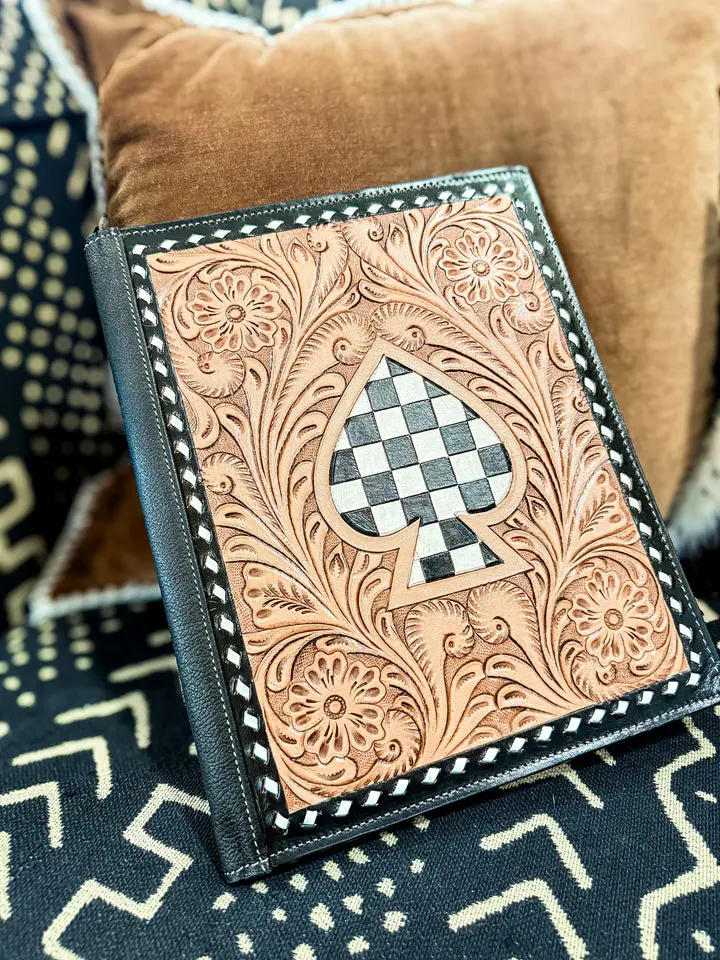 “Bet On Yourself” Tooled Leather Cowhide Padfolio | Western Business Folio