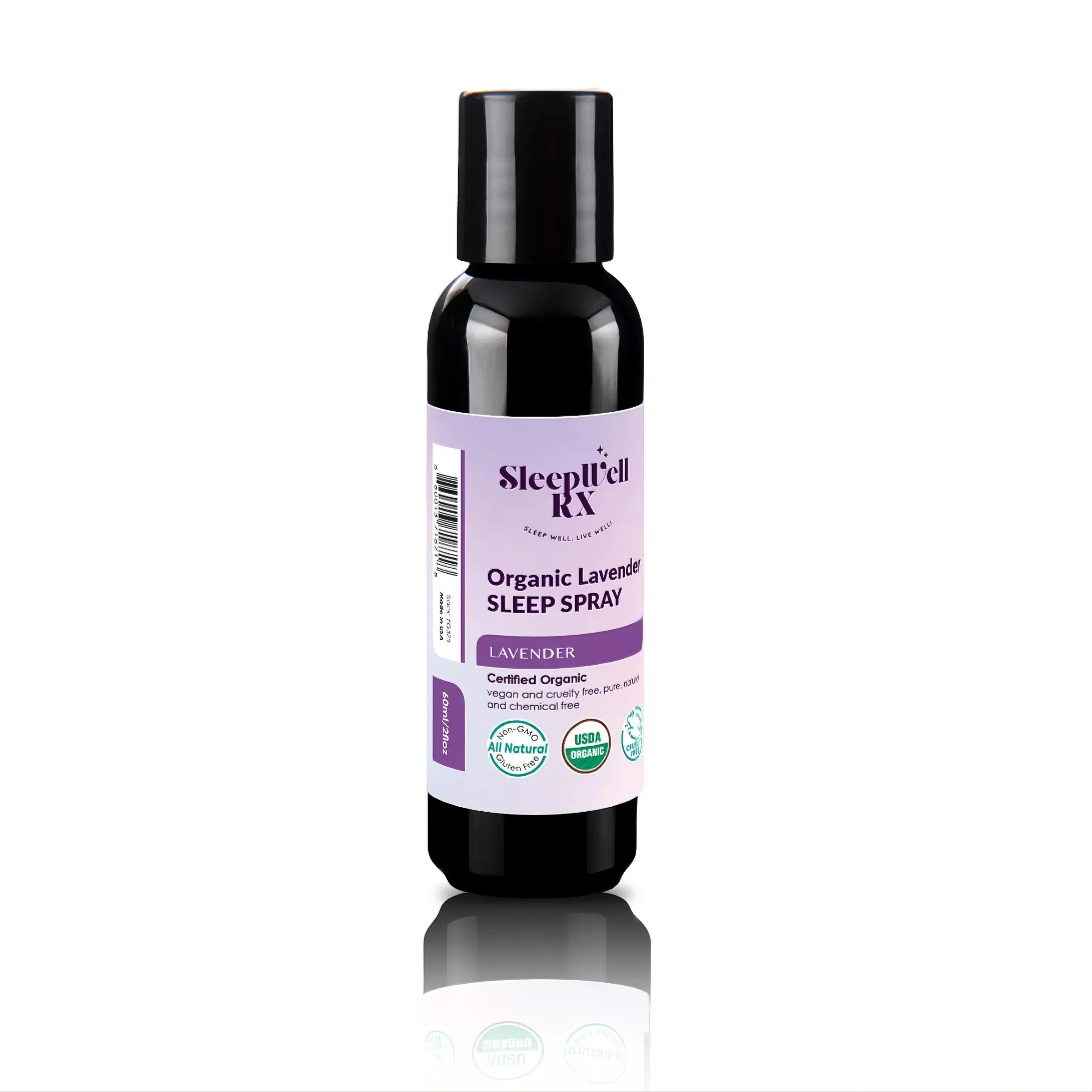 SleepWell RX Organic Lavender Spray - Certified Non-GMO, Cruelty-Free Aromatherapy Mist for Calmness & Relaxation - Pure & Natural US Made