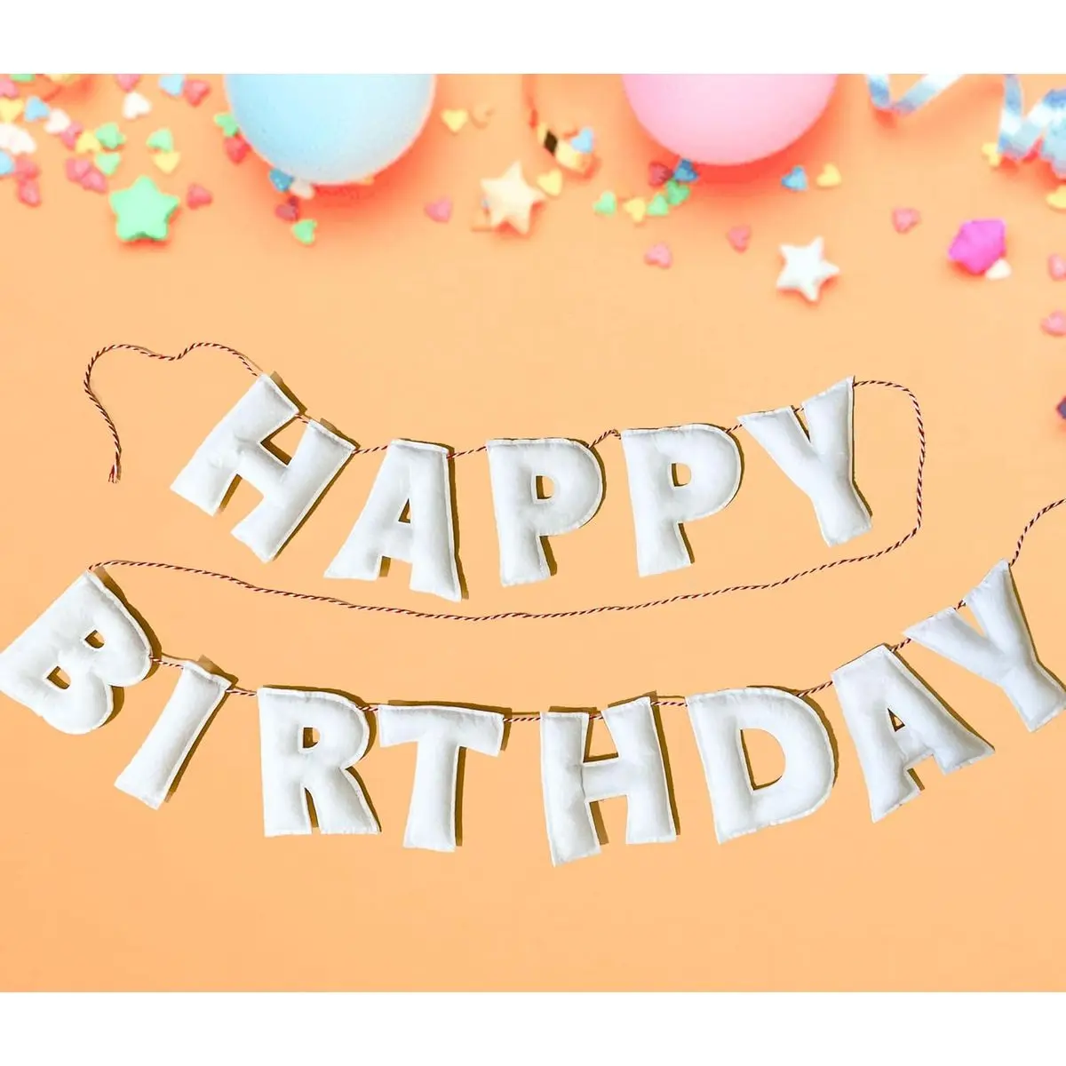 White Happy Birthday Banner
