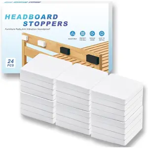 24 count Eva  Headboard Stoppers for Wall, Size 6 * 6 * 1 cm, Furniture Pads, Anti-Vibration Soundproof Pads for Bed Frame|Headboard, White