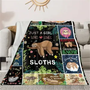 1pc Cozy Sloth Blanket - Ultra Soft, Warm, and Fuzzy Flannel Throw for Girls and Women - Cute Birthday Gift Idea, Sofa Bedding