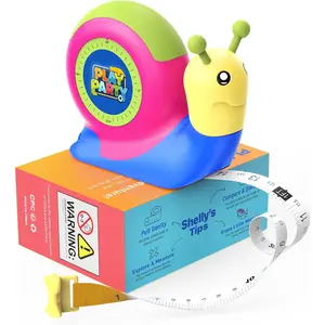 8ft Tape Measure for Kids, STEM Educational Tool with Level, Protractor and Eraser, Retractable Snail Shaped Measuring Tapes, Child-Safe Stocking Stuffers Gift for Boys & Girls 3+, Green