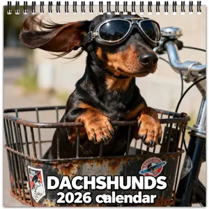 Cute Sausage Dog Dachshund Theme Calendar 2026, 1/2pcs Spiral Bound Monthly Planner, Home Office Decor, Perfect Christmas New Year Gift