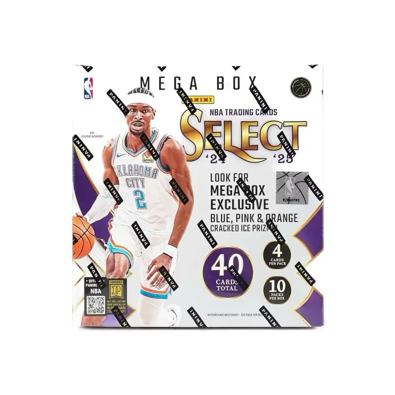 2024/25 Panini Select Basketball Mega Box Trading Cards (Blue,Pink,Orange Cracked Ice!)