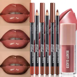 4 PCS/SET Lip Gloss Lip Combo Set Long Lasting Waterproof Lip Liner 3D Lip Makeup Every Makeup Style