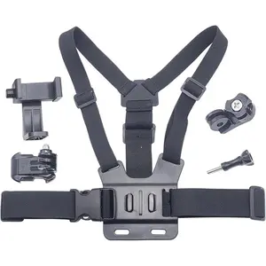 7-in-1 Adjustable Chest Harness Mount for Phone & Action Camera, Anti-Shake Stabilizer for POV Shooting, Ideal for Cycling, Kayaking, Running, Vlogging Durable Clip