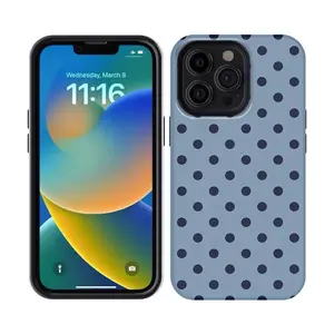 Simple and stylish blue polka dot pattern phone case for iPhone 17 16 15 14 13 12 11 X XS XR Pro Max Plus Air series, the perfect birthday and new year gift for friends, family and loved ones