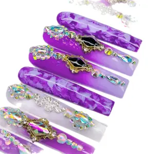 Purple Marble Press On Nails