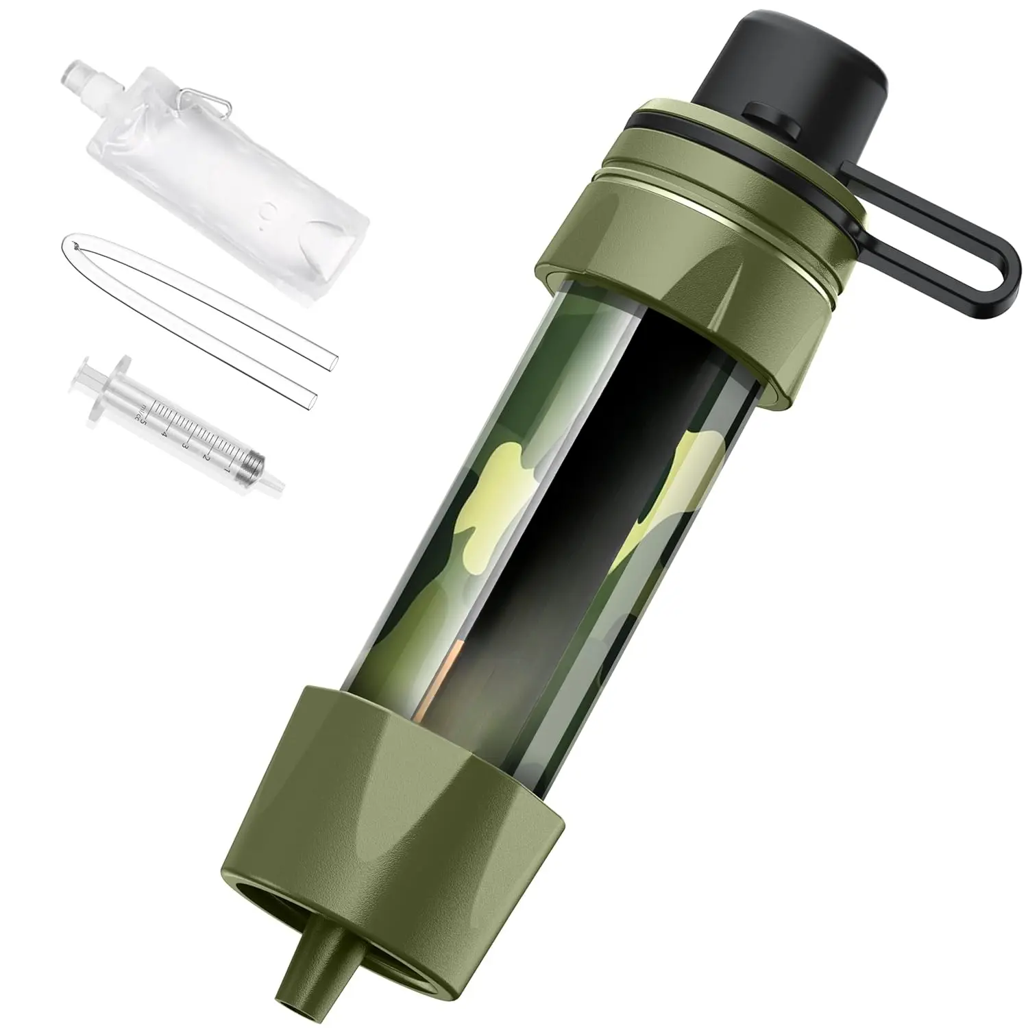 Personal Straw Water Filter - Portable Water Purifier, Mini Water Filtration System, Straw Water Purification System - Outdoor Emergency and Survival Gear for Hiking, Camping Accessories and Travel