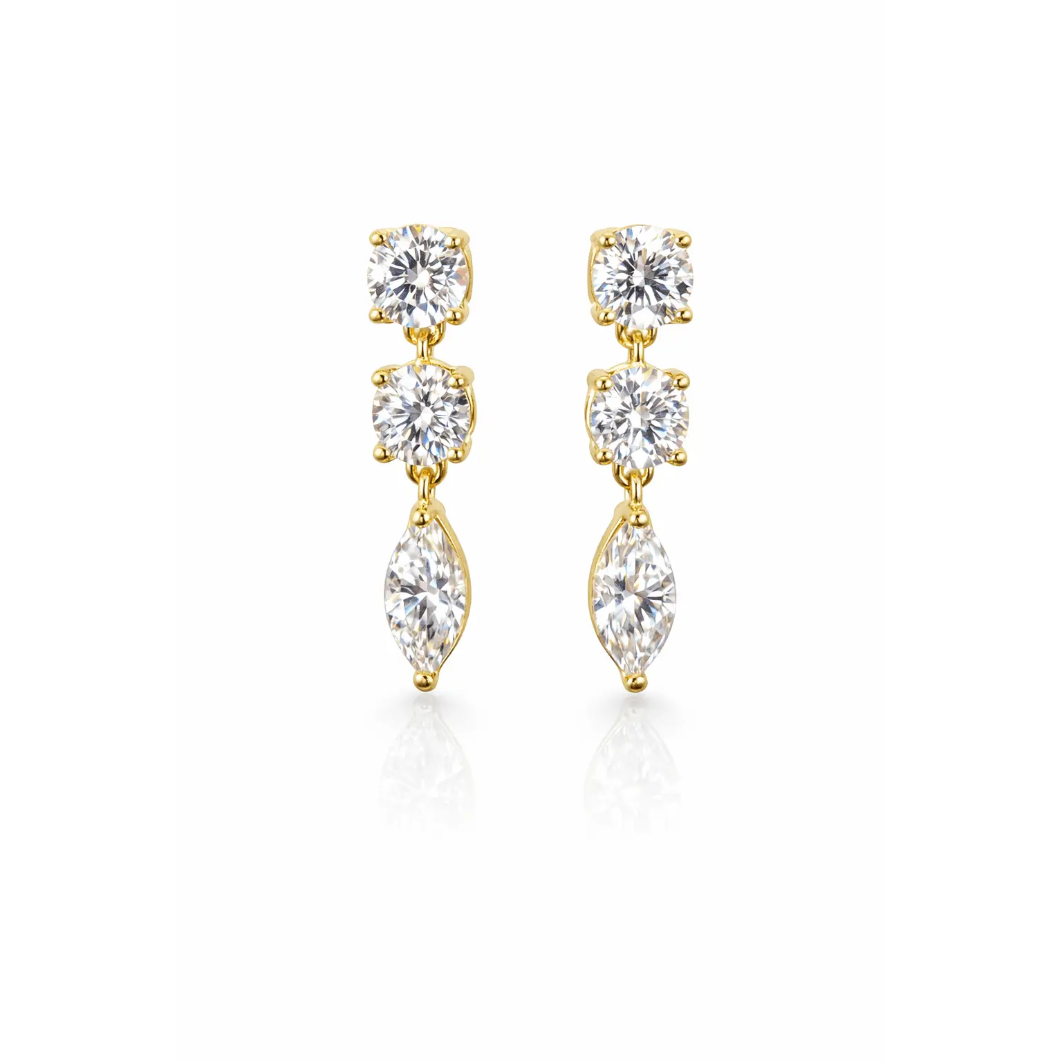 Triad Marquise Drop Earrings | Marquise Three Stone Dangle Earrings