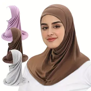 3pcs Set Muslim Modal Hijab Rayon Shawls For Women Islamic Turban Headband Soft Muslim Head Scarfs Hijab Hat
