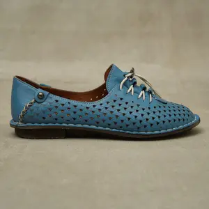 Jabin Leather Blue Women`s Summer Casual Moccasins