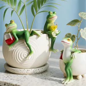 Cute Resin Frog Figurine for Home garden decoration fairy garden Decor – Funny Desk & Shelf Decoration, Adorable Frog Statue for Office, Apartment, Bedroom Aesthetic, Cozy Room Styling, Unique Gift Idea for Frog Lovers and Home Decor Fan tiktokshopspringg