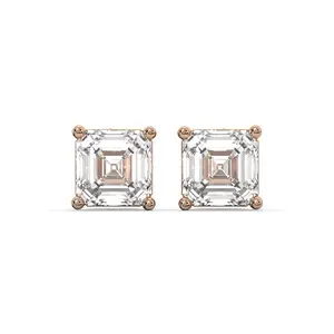Men's Jewelry- Male VVS Lab Diamond Asher Cut Stud Earrings | 14K Rose Gold