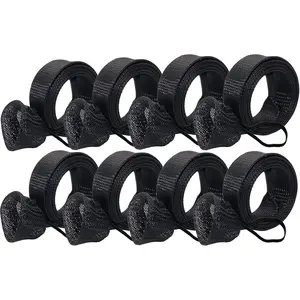 8 Pack Fishing Rod Socks Sleeves, 67 Inches Braided Mesh Rod Protector Cover for Casting/Spinning/Fly/Sea Fishing Rods (Black)