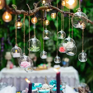 12pcs/24pcs/100pcs Glass Globes Glass Bulbs Hanging Tea Light Holder Glass Terrarium Container Wedding Centerpiece Backyard Decoration Christmas Ornaments