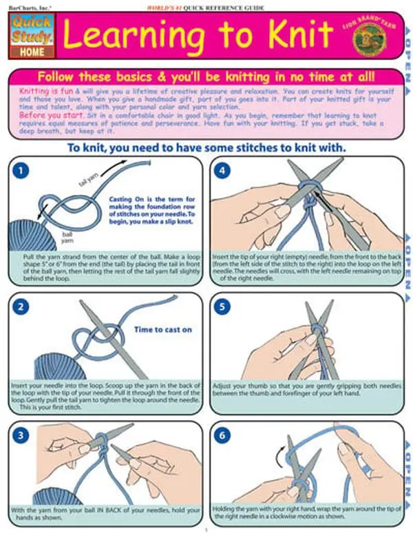 BarCharts- Inc. 9781572228559 Learning To Knit- Pack of 3