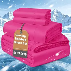 2400TC Extra Deep Bamboo Cooling Bedding, Breathable & Cooling Hotel Luxury Bed Sheets Set For Child, Easy & Secure Fit - Soft, Wrinkle Free & Comfy Kids Sheet With 15" Deep Pocket, Ultra-Soft & Machine Washable Bedding