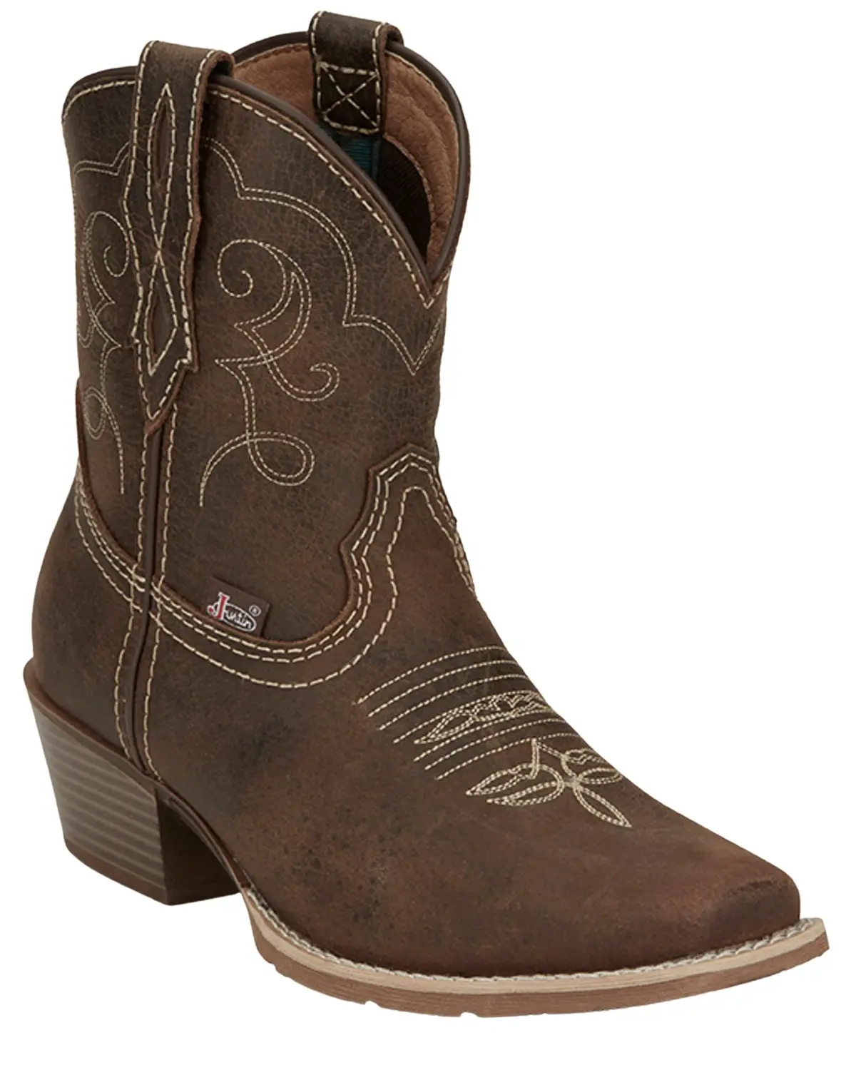 Justin Women's Women'S San Jose Western Booties Square Toe - Mj2103-Dk Brn