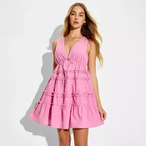 Women's Mini Tiered Ruffle Babydoll Dress - Wild Fable Rose Pink XS