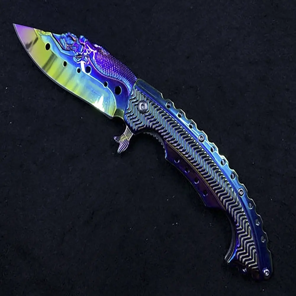 Tactical Folding Pocket Knife with Engraved Mermaid Theme, 440C Stainless Steel Blade, Compact Survival Tool for Adults, Camping & Hiking, Survival Tools, Stainless Steel Knives, Unisex, Steel Blades
