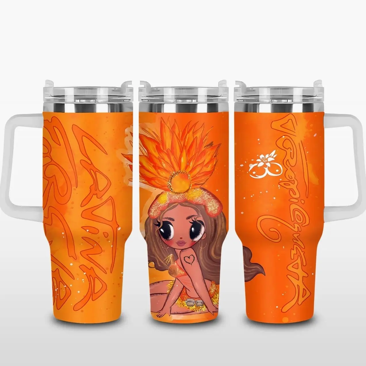 La Bichota Tropitour 2026 20oz, 30oz & 40oz Tumbler with Handle, Tropical Latin Pop Inspired Stainless Steel Travel Mug, Insulated Leakproof Cup with Straw, Retro Concert Fan Gift