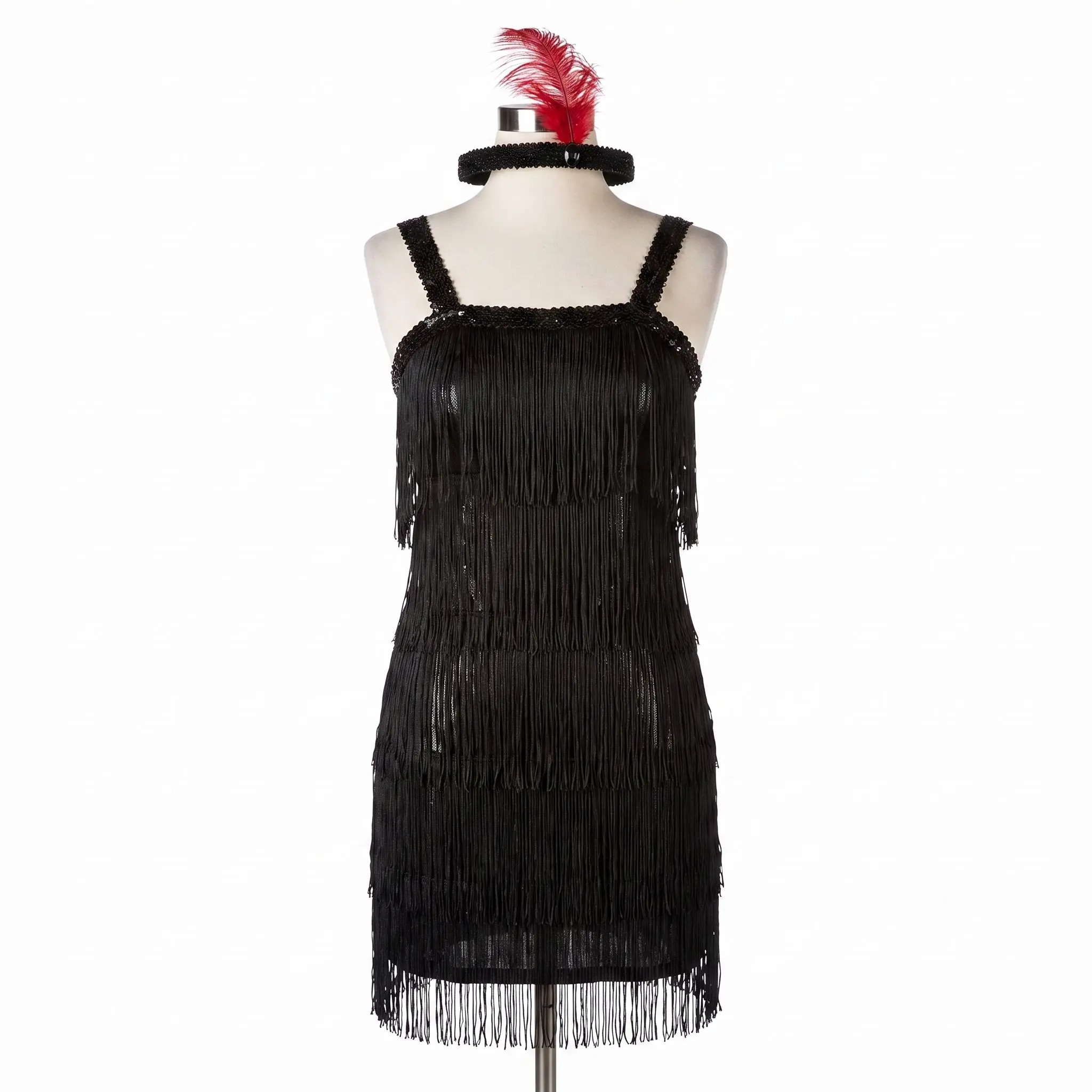Adult Flashy Flapper Costume with Fringe and Headband