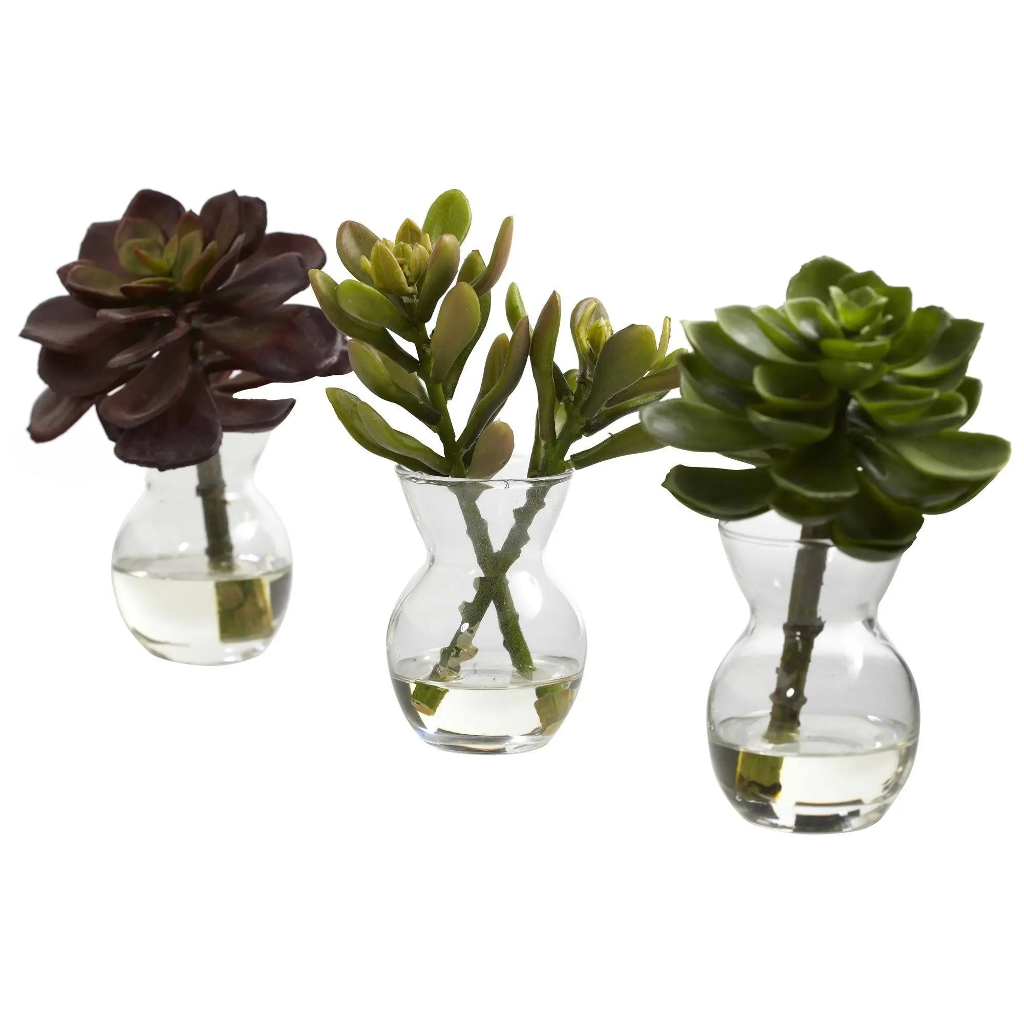3-Piece Artificial Succulent Arrangements Set - Decorative Fake Greenery, Botanical Aesthetic Home Decor Accents, Giftable Plants