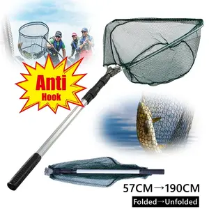 190CM Foldable Fishing Net with Extendable Aluminum Handle, Portable and Durable Fishing Net, Essential Fishing Gear for Outdoor Fishing