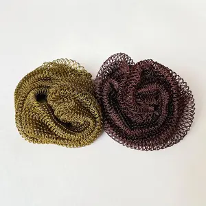 2 PCS Olive & Coffee Brown African Exfoliating Net Bath Sponge