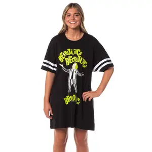 Beetlejuice Women's Halloween Movie Nightgown Pajama Shirt Dress For Adults