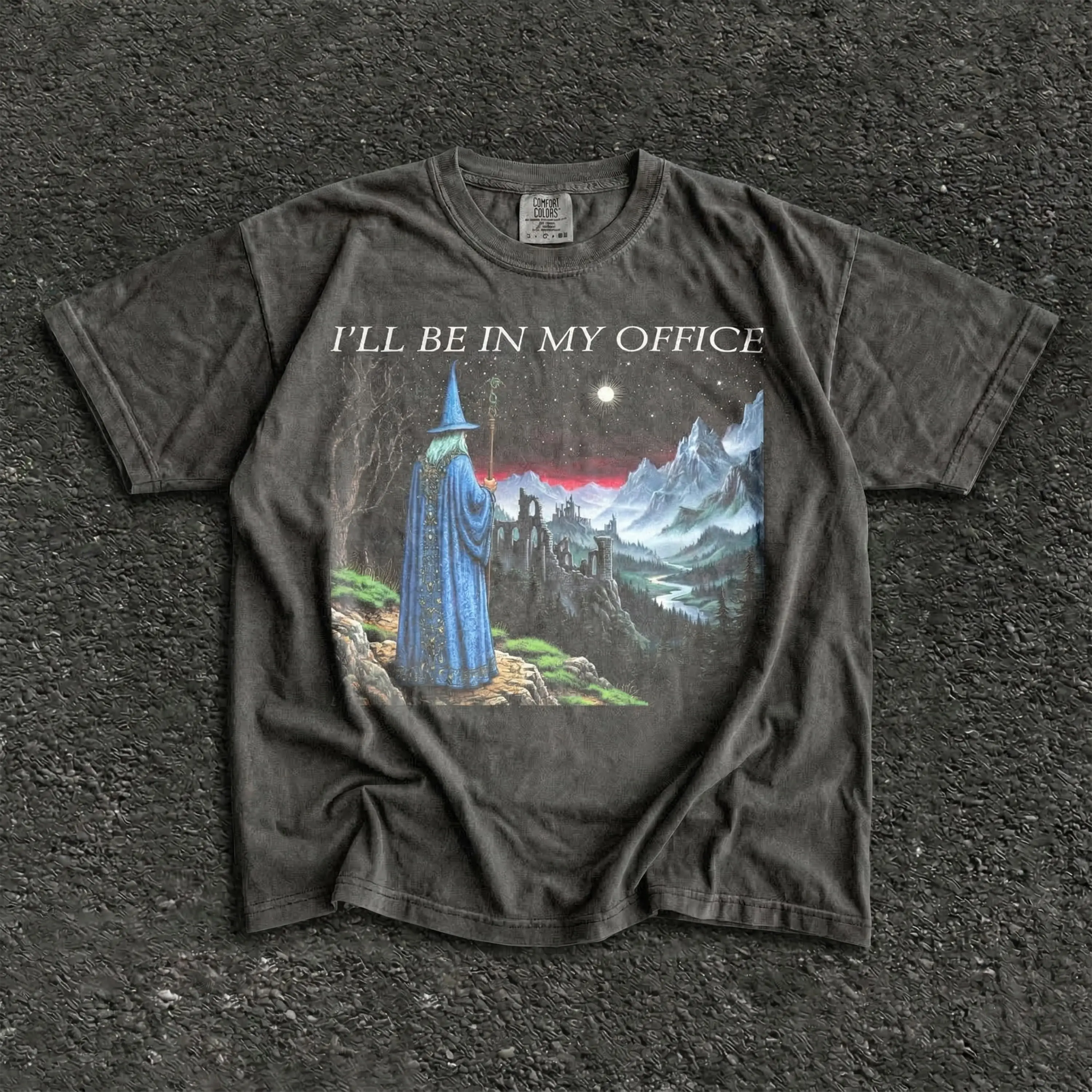 I'll Be In My Office T-Shirt, Vintage Fantasy Wizard Meme Shirt, Funny Renaissance Faire Top, Dunge0ns and drag0ns gifts, Tabletop RPG D&D Shirt, D20 Meme Tee