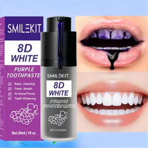 8D Whitening Toothpaste, FDA Registered Home Use Cleaning Toothpaste, Grape Mint Flavor, Deep Clean Fresh Breath Teeth Whitening Paste