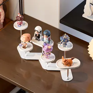 Blind Box Display Stand, 360° Rotating Storage Shelf for Action Figures, Dolls, Collectibles, Free Splicing Expandable Organizer for Desktop, Cabinet, Creative Hips+Stainless Steel Holder