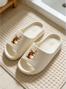 Cartoon Squirrel Soft Sole Sandals, Milk Eva Slippers, Casual Print Design, Medium Width, All Seasons, Indoor Outdoor Use