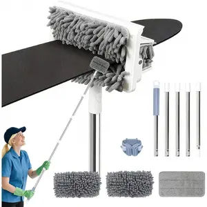 Ceiling Fan Cleaner Duster with 80'' Extendable Long Handle Pole - Microfiber Chenille Pads for , Baseboards, Walls, Floors, Blinds & Cobwebs -  & Washable