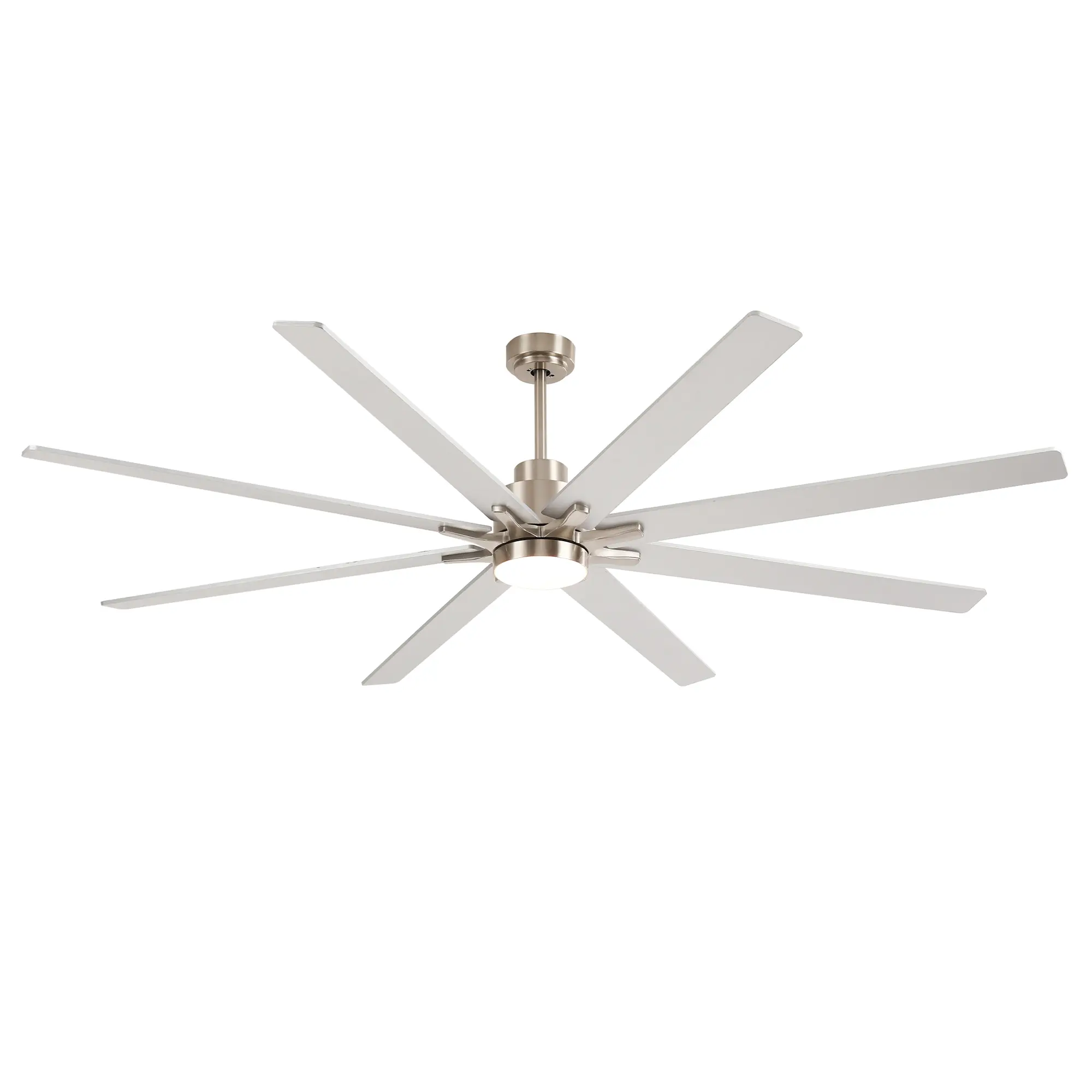 NookNova 84-in Super Large Commercial Plywood Blade Nickel Silver Ceiling Fan with Dimmable LED Lights, 6-Speed Reversible Remote Control, Wide Coverage for Dining Room, Home Office, Bedroom, Everyday, Remotecontrol